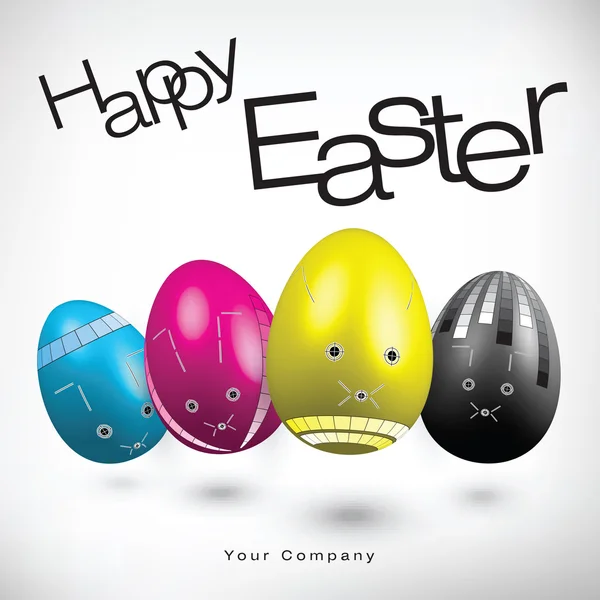 Ilustración de huevos de Pascua en colores CMYK — Vector de stock