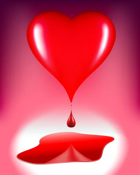 3d sangramento vermelho coração ilustração —  Vetores de Stock