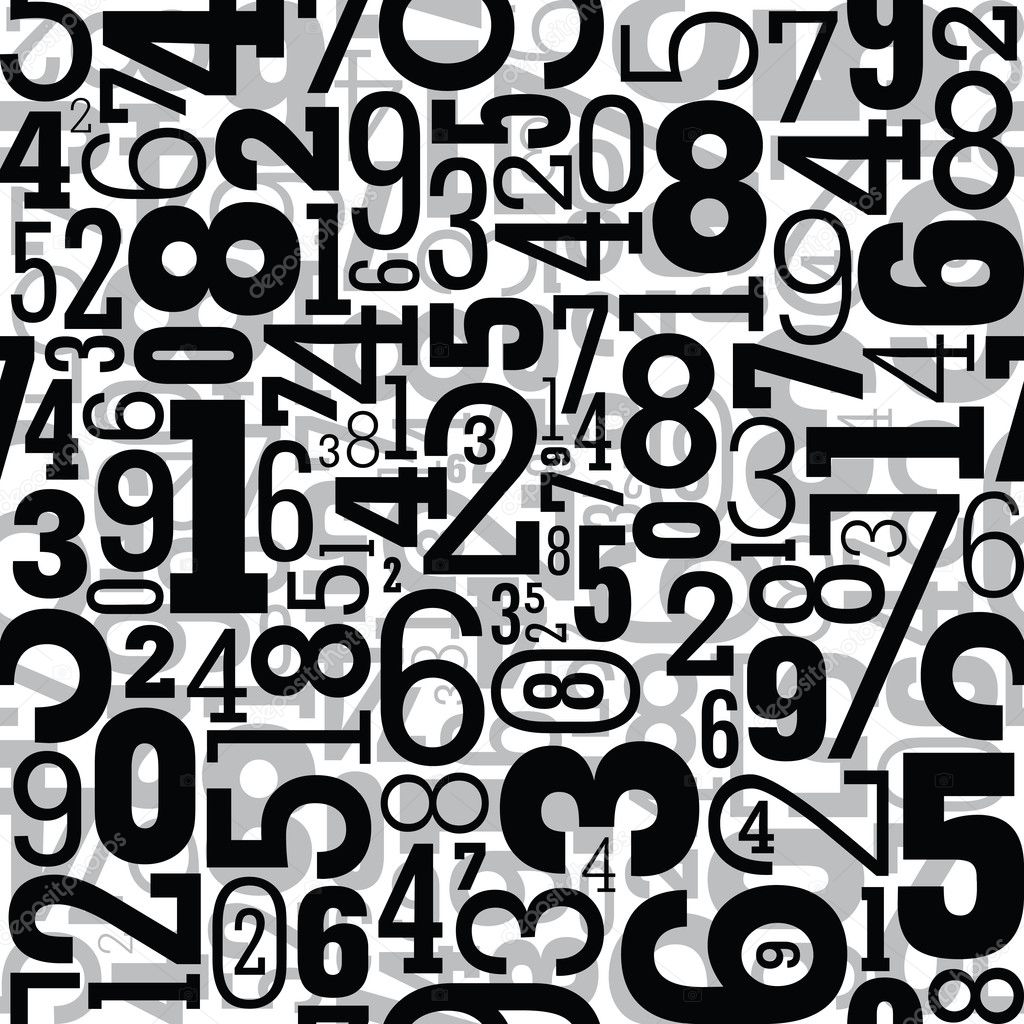 Black seamless pattern with numbers