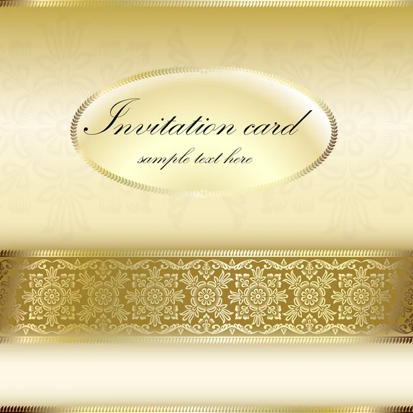 Guld inbjudningskort med ornament motiv Royaltyfria illustrationer