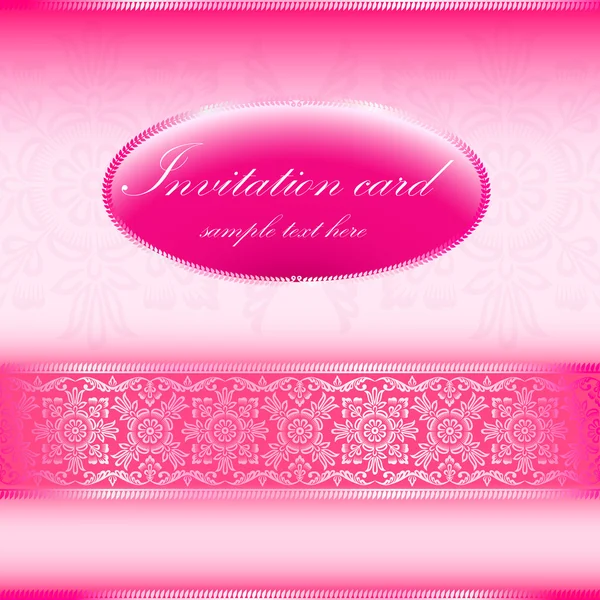 Cartão de convite rosa com motivo de ornamento —  Vetores de Stock