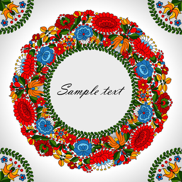 Hungarian traditional folk ornament circle background template