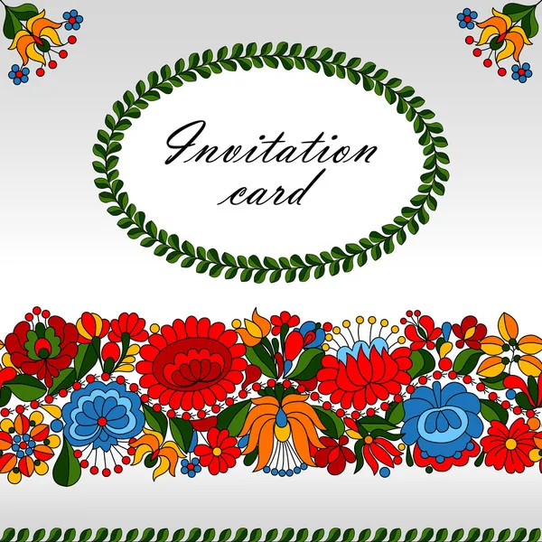 Hongaarse traditionele folk ornament uitnodiging kaartsjabloon — Stockvector
