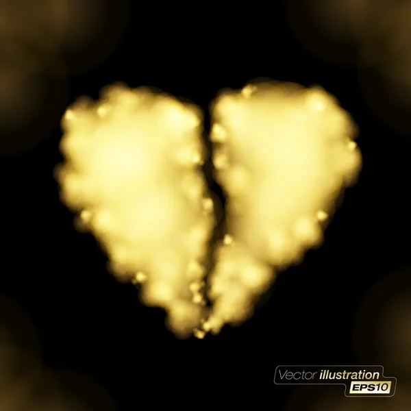 Flaming gouden gebroken hart — Stockvector