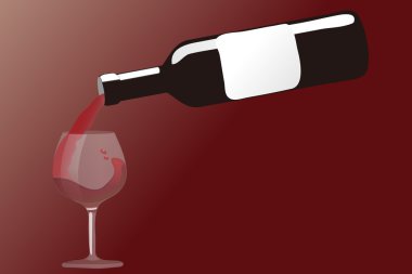 Red wine pouring down from a wine bottle clipart