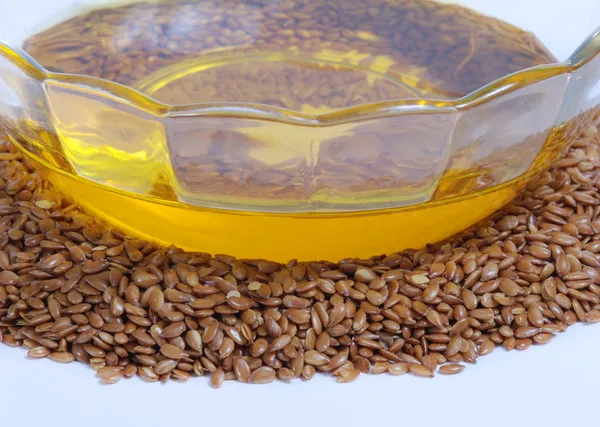 Flax Seed and Flaxseed oil — Stock Photo, Image