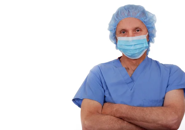 Chirurgo con scrub, maschera — Foto Stock