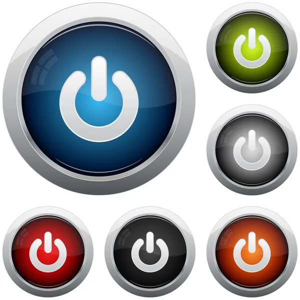 Botón de encendido icono conjunto — Vector de stock