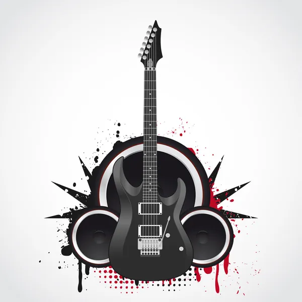 Gitar listrik pada latar belakang grunge - Stok Vektor