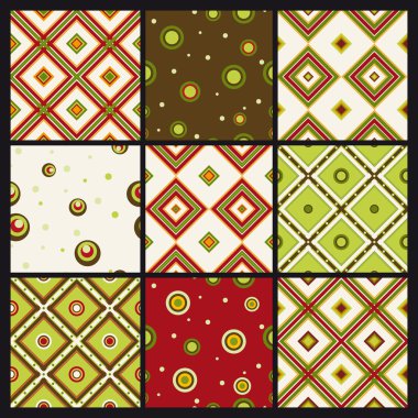 Set of rhombus and circle seamless patterns clipart