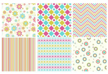 Vector set of different seamless pattern clipart