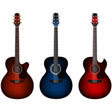 Set of acoustic guitars clipart