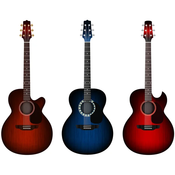 Set of acoustic guitars — Stock Vector