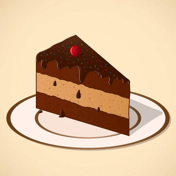 一块巧克力蛋糕 — 图库矢量图片