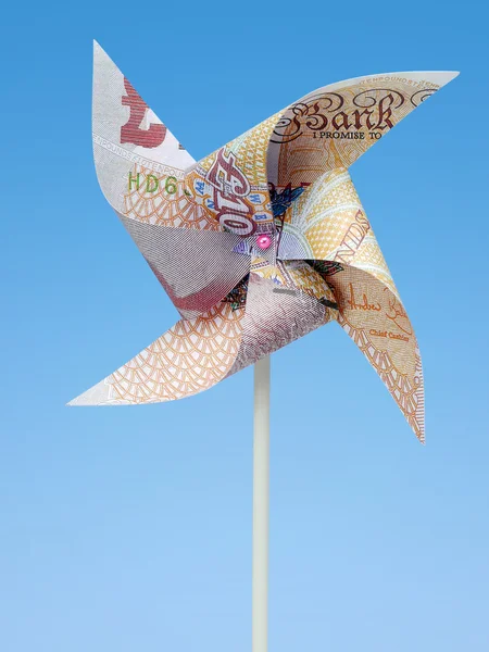 Moinho de vento de brinquedo dinheiro — Fotografia de Stock