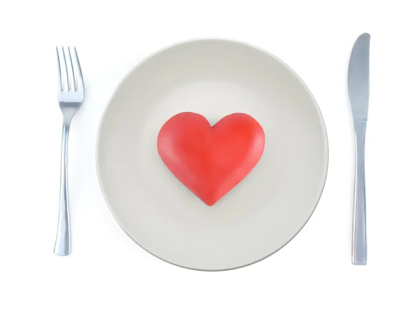 Coeur sur assiette — Photo