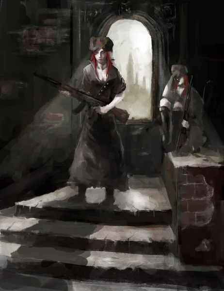 Девушки солдаты — стоковое фото