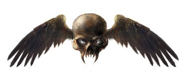 Winged skulll clipart