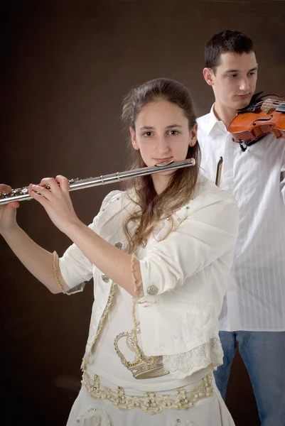 Flauta e violino — Fotografia de Stock