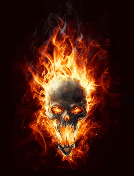 Crânio em chamas — Fotografia de Stock
