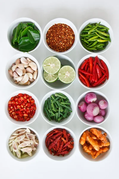 Thaise voedingsmiddelen en nieuwe voedselingrediënten Stockfoto