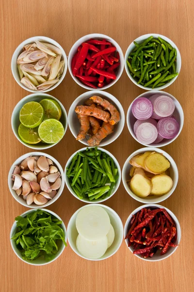 Thaise voedingsmiddelen en nieuwe voedselingrediënten Rechtenvrije Stockafbeeldingen