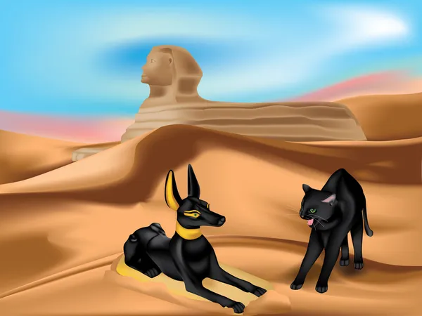 Anubi och katt — Stock vektor
