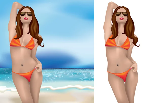 Bikini Mädchen mit Sonnenbrille — Stockvektor
