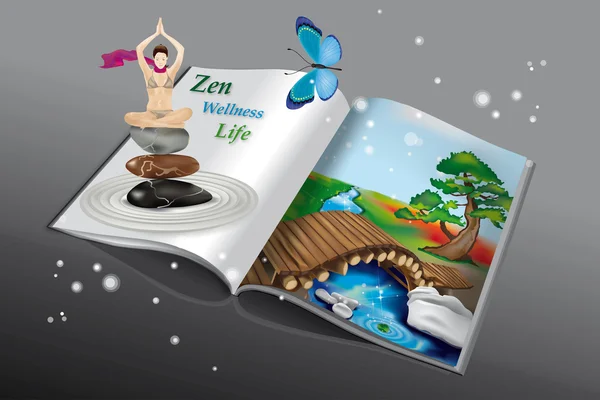 Zen und Yoga Buch — Stockvektor