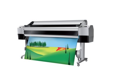 Plotter with Tuscan Landscape clipart