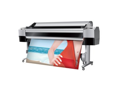 Plotter with bikini girl in trasparent robes clipart