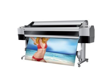 Plotter with bikini girl clipart