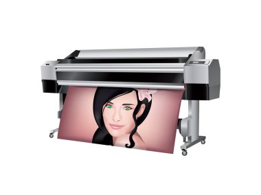 Plotter with beautiful girl printed clipart