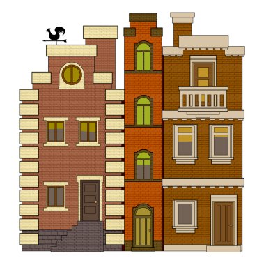 Old fashioned houses clipart