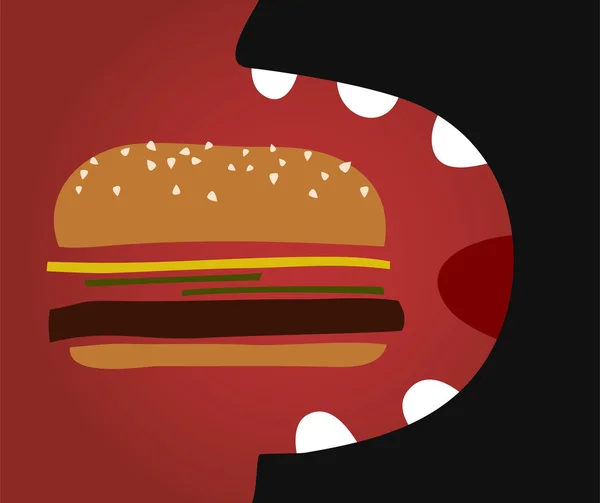 Vektor komikus ember eszik egy hamburgert. — Stock Vector