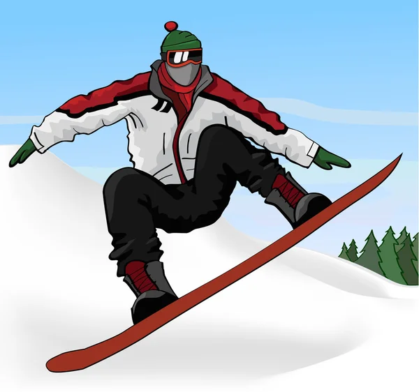 Saltar snowboarder — Vector de stock