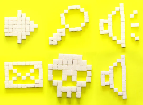 Icônes Web faites à partir de tranches de sucre — Photo