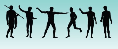 Ancient Greek statue silhouettes clipart