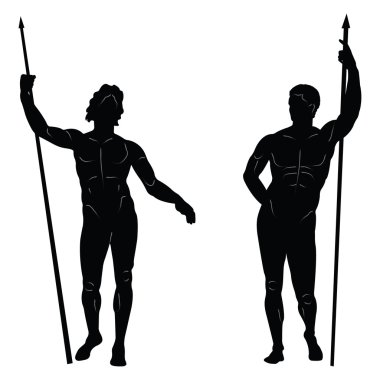 Ancient Greek statue silhouettes clipart