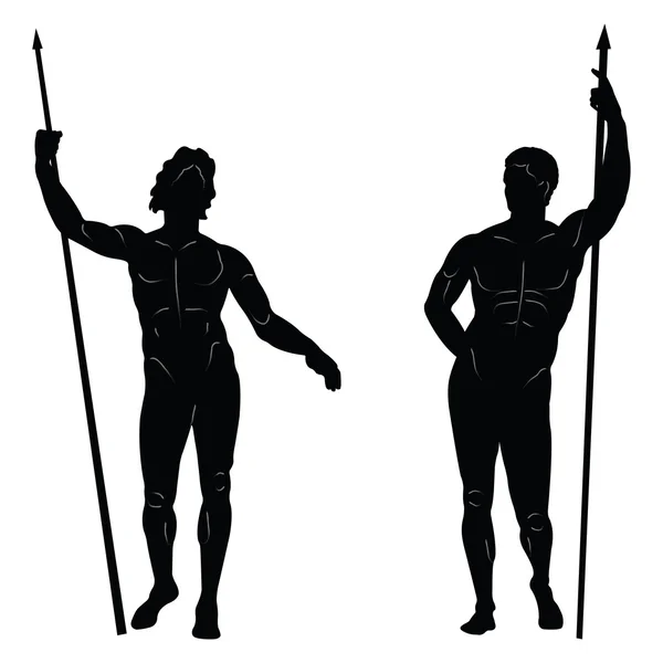 stock vector Ancient Greek statue silhouettes