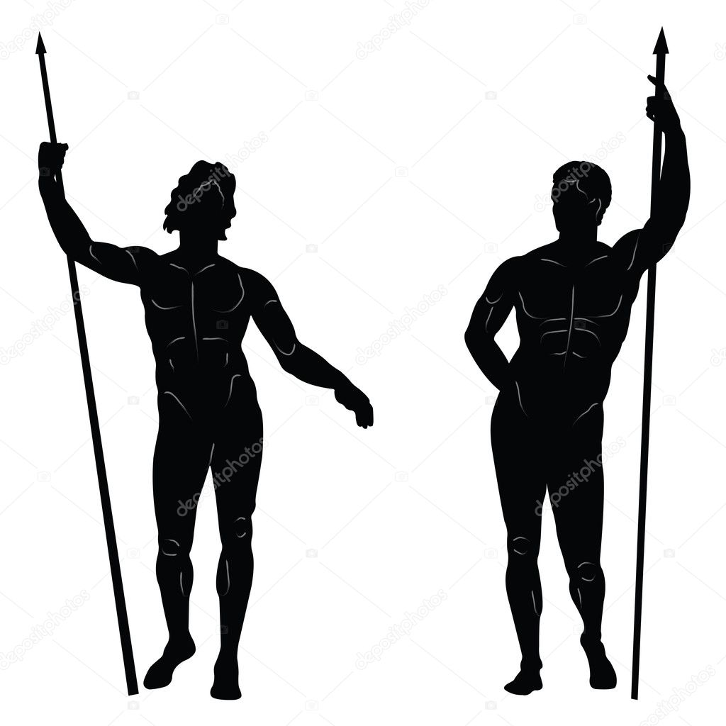 Ancient Greek statue silhouettes