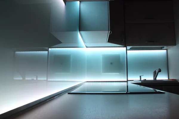 Kitchen with led lighting — Stock Photo, Image