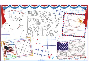 Placemat 4th of July Printable Activity Sheet 2 clipart