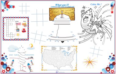 Placemat 4th of July Printable Activity Sheet 1 clipart