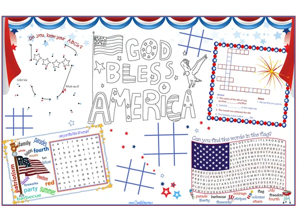 Placemat 4th of July Printable Activity Sheet 2