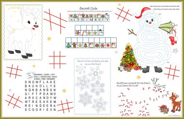 Placemat Christmas Printable Activity Sheet 5 clipart