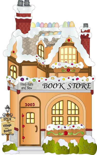 Пряник селі книжковий магазин — стоковий вектор