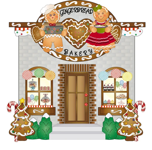 Gingerbread Köyü fırın — Stok Vektör