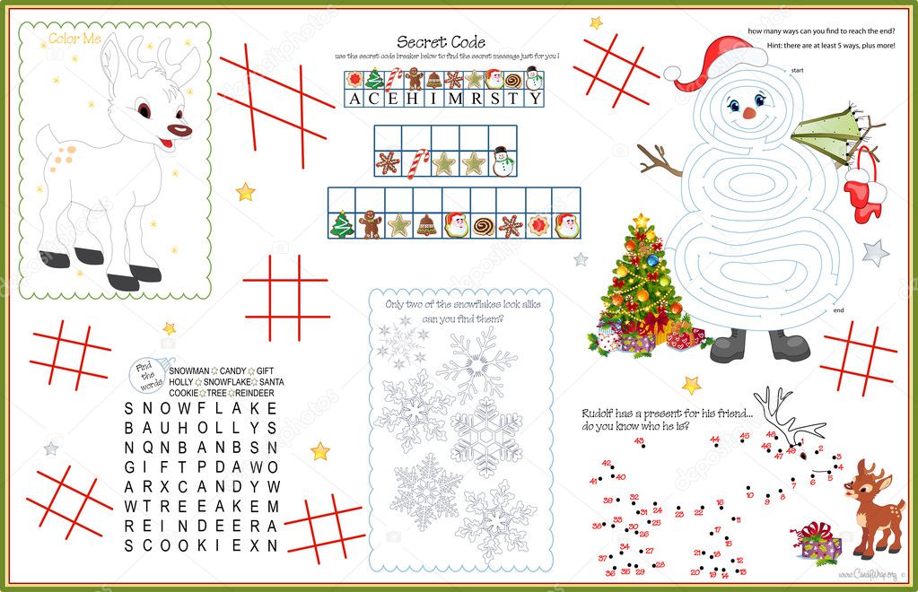 Placemat Christmas Printable Activity Sheet 5