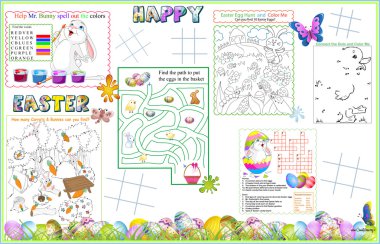 Placemat Easter Printable Activity Sheet 2 clipart